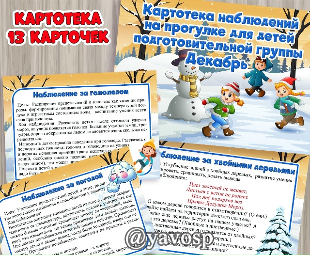 Картотека наблюдений - подготовительная группа