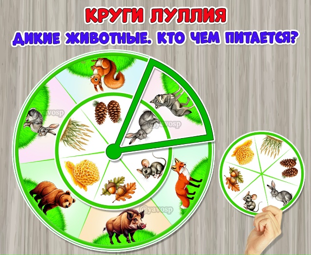 Дидактическое пособие - Круги Луллия «Дикие животные. Кто чем питается?»