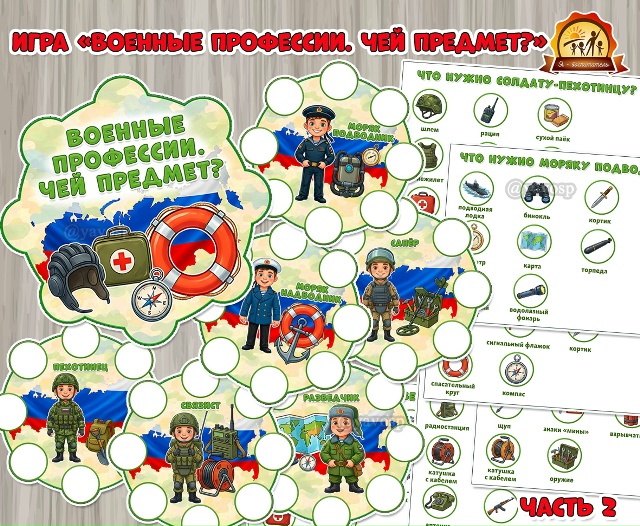 Дидактическая игра на липучках «Военные профессии. Чей предмет?». Часть 2