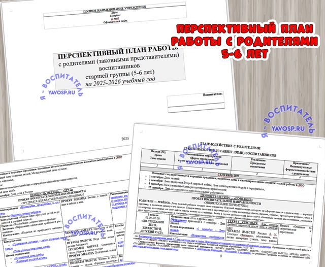ПЕРСПЕКТИВНЫЙ ПЛАН РАБОТЫ