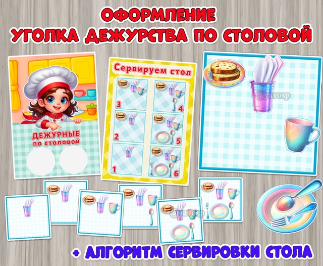 Оформление уголка дежурства по столовой и алгоритм сервировки стола.
