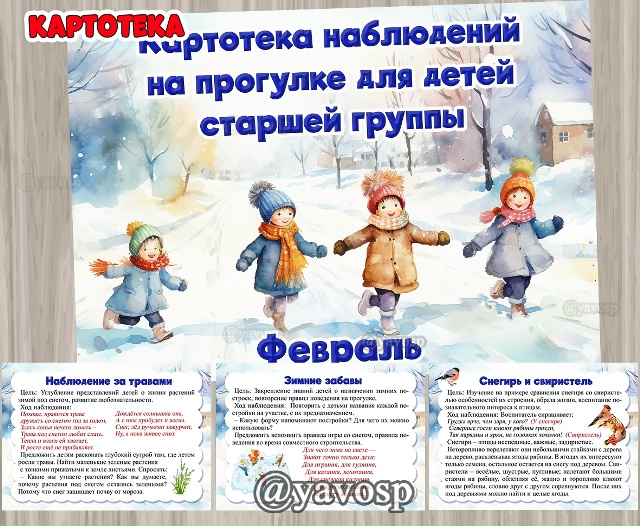 Картотека наблюдений в февраля