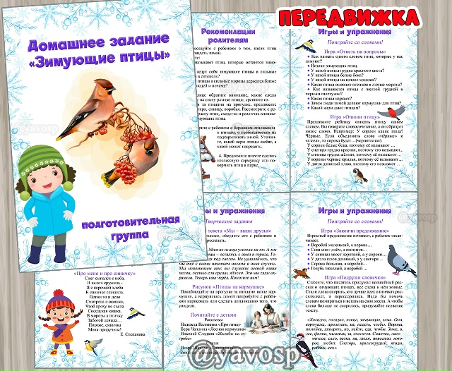 Зимующие птицы - рекомендации и домашнее задание