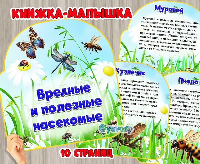 Книжка-малышка "Вредные и полезные насекомые