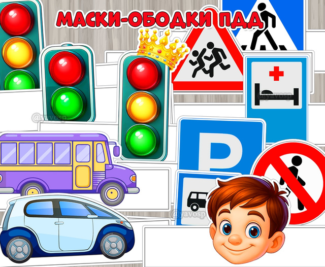 Маски- ободки для инсценировки сказки по ПДД «В гостях у царя Светофора»