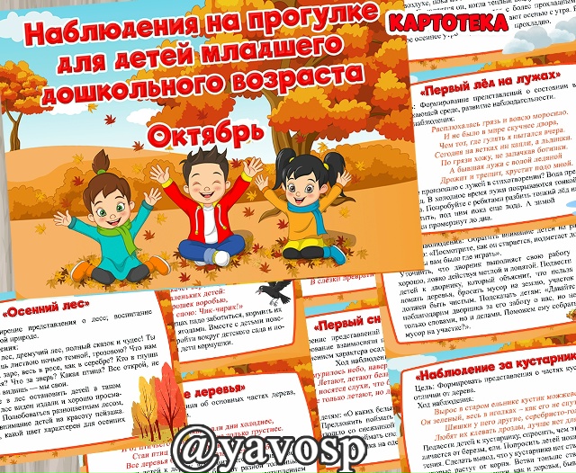 Картотека наблюдений на прогулке в октябре