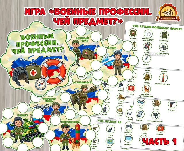 Дидактическая игра на липучках «Военные профессии. Чей предмет?». Часть 1