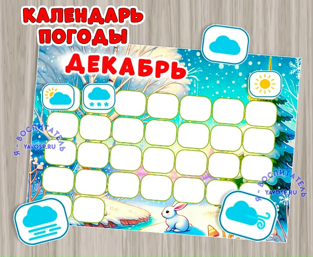 Календарь погоды на декабрь 2024