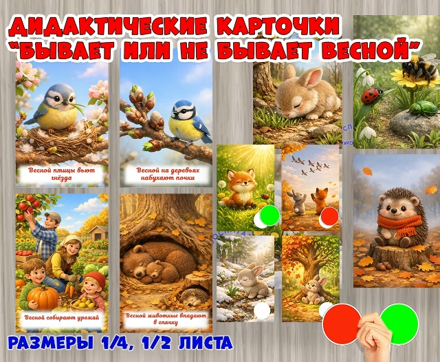 Дидактические карточки «Бывает или не бывает весной»