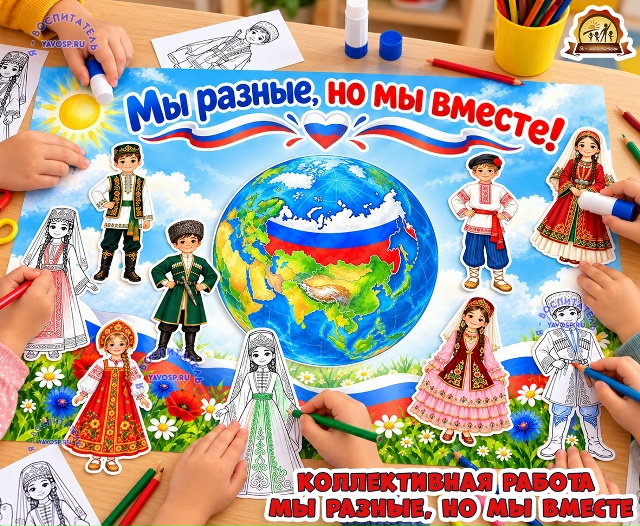 Коллективная или индивидуальная работа к 4 ноября "Мы разные, но мы вместе"