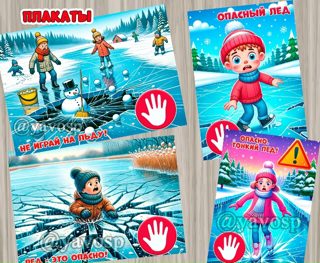 Плакаты на тему "Безопасность на льду"