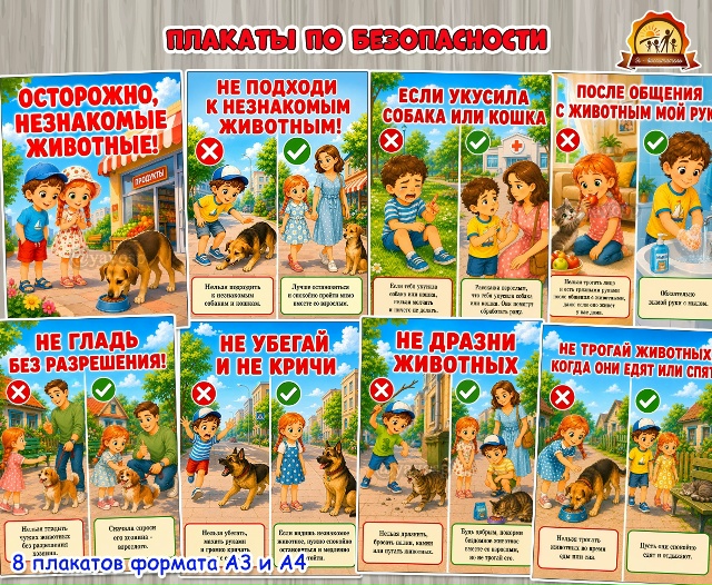 Плакаты «Осторожно, незнакомые животные!»