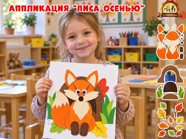 Аппликация "Лиса осенью"