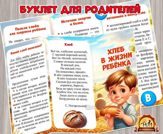 Буклет для родителей «Хлеб в жизни ребенка»
