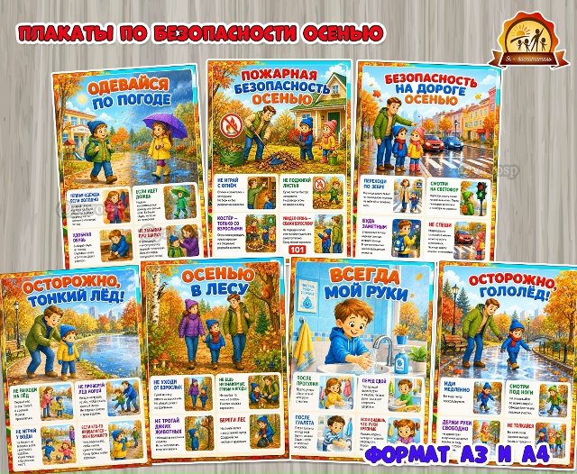 Плакаты по безопасности осенью для бесед с детьми