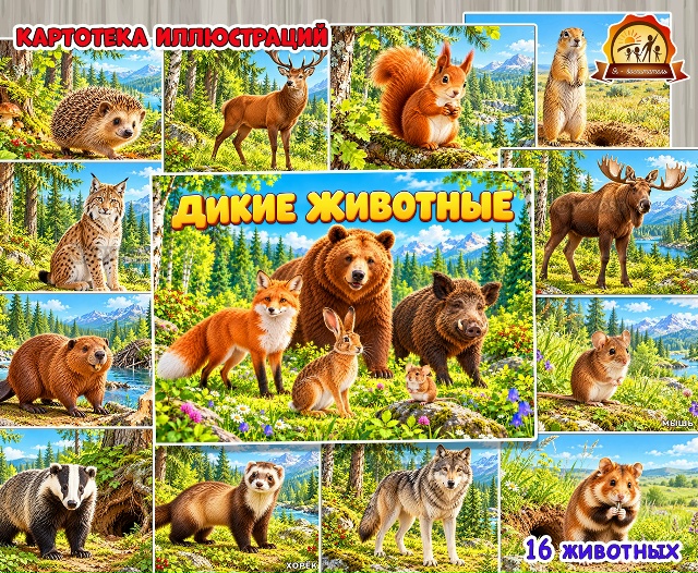 Картотека иллюстраций «Дикие животные»